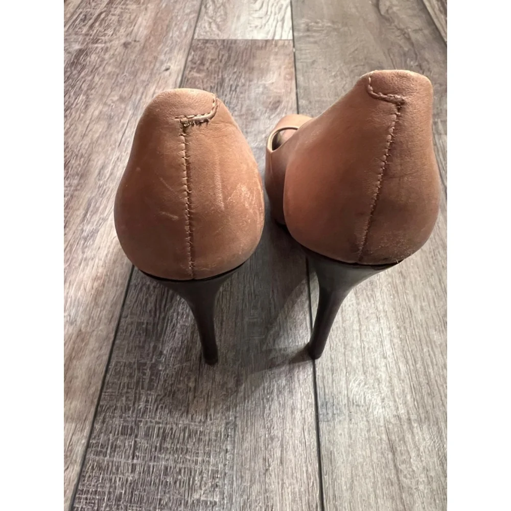 Women's ALDO Tan Leather Peep Toe Heels Size